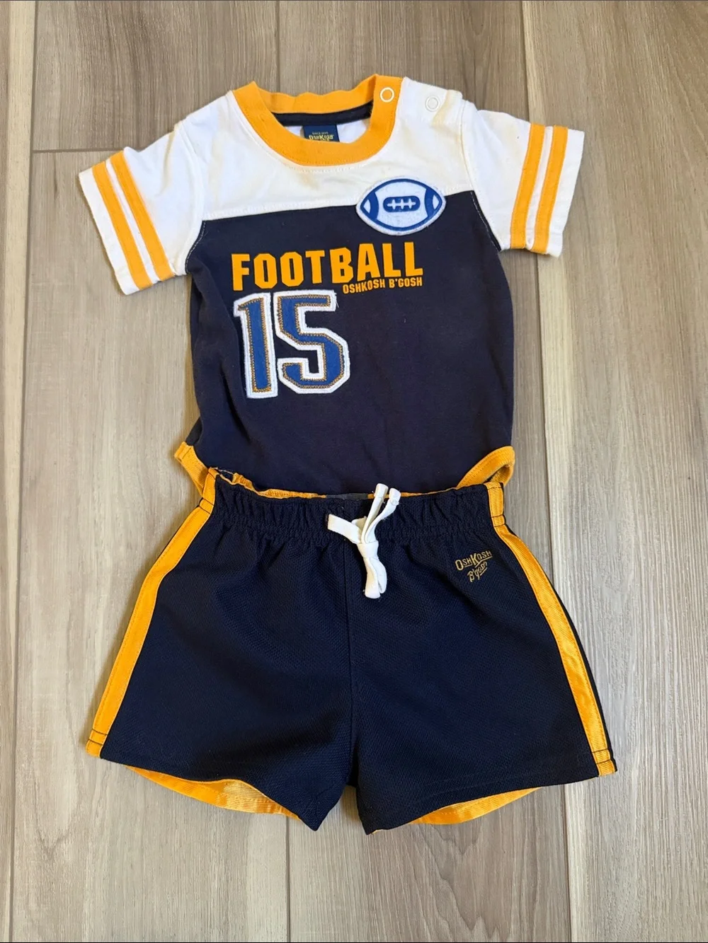 OshKosh Infant Navy & Yellow Football Graphic Tee and Shorts Set